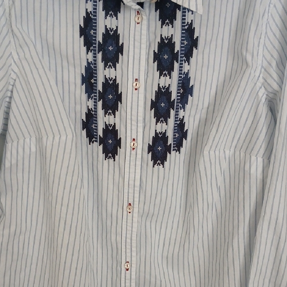 Chaps Blue and White Striped Button Down Shirt - Picture 7 of 7